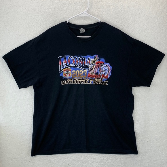 Laconia Motorcycle Rally T-Shirt Men’s XL Black Graphic Tee Biker Vintage‎ - Picture 1 of 10